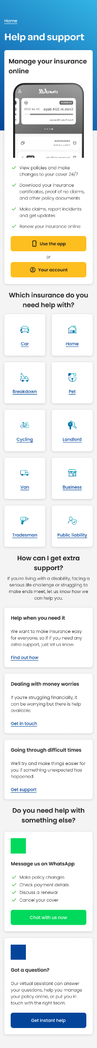 Final Help and Support Landing Page